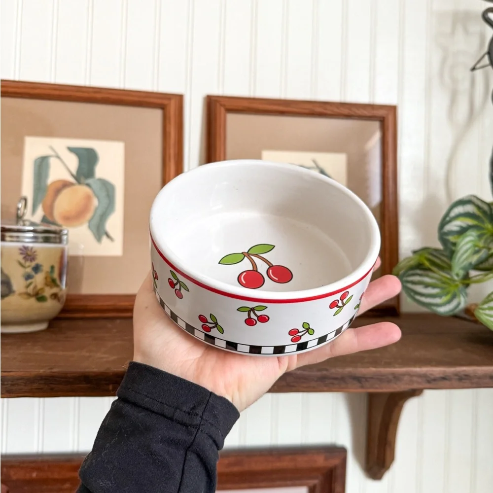 Cherry Design Ceramic Pet Bowl